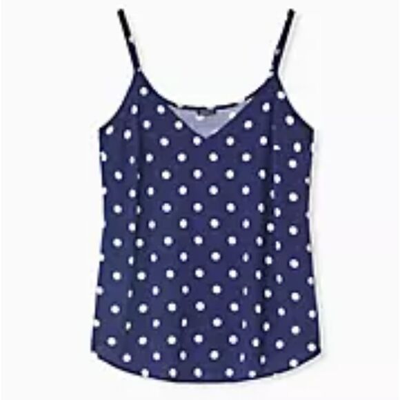 Torrid AVA - NAVY POLKA DOT STRETCH WOVEN CAMIPlus Size Women's Size 4 4X.Armpi - Picture 1 of 5